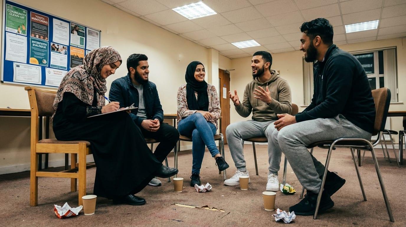 Young charity team meeting in a circle, planning a campaign